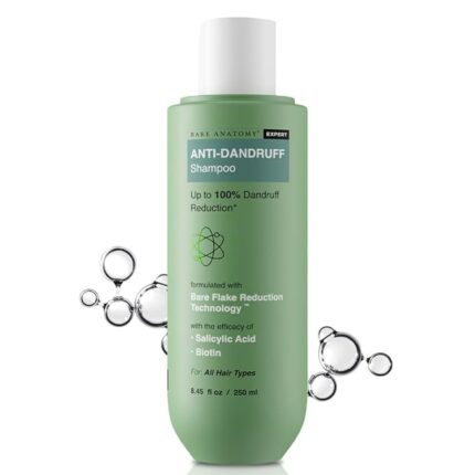 Bare Anatomy Anti Dandruff Shampoo | Reduces Up to 100% Dandruff and Strengthens Hair | Derma Approved Shampoo with Salicylic Acid & Biotin | Helps Remove Flakes and Itching | Shampoo For All Hair types | For Women And Men | 250ml