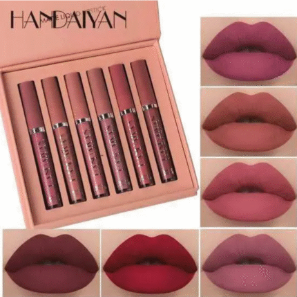 HANDAIYAN 6 Colors Long Lasting Velvet Lips Tint Liquid Lipsticks Waterproof Non-Stick Cup Lipgloss Gift Set (A)
