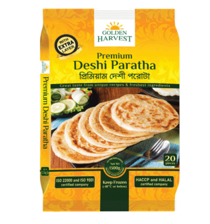 Golden Harvest Premium Deshi Paratha – 1300g (20 Pieces) | Soft & Flaky Traditional Flatbread